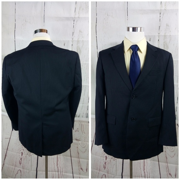 Joseph Abboud 40R Blue Pinstripe Suit Blazer Sport - Picture 6 of 8